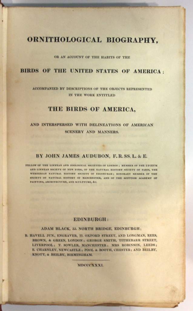 AUDUBON, JOHN JAMES. Ornithological Biography.